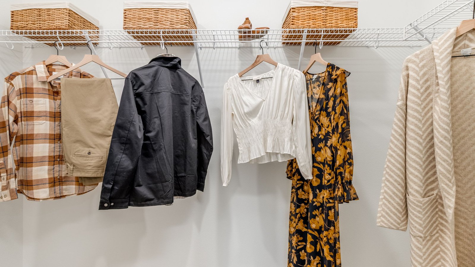 Primary bedroom walk-in closet with wire shelves