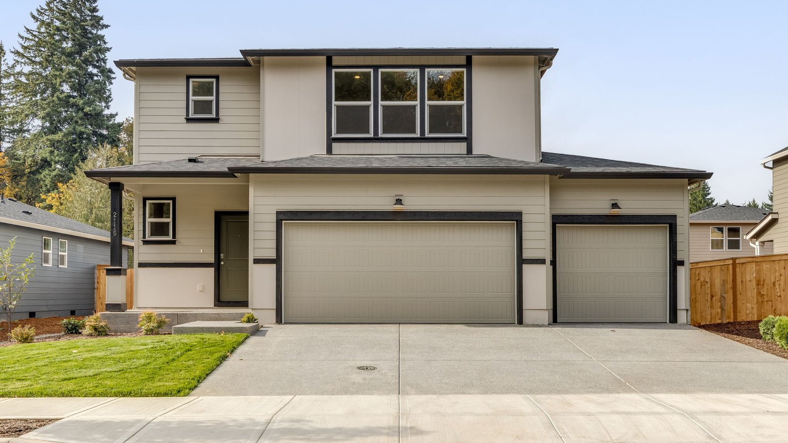 exterior front single-family home with a 3-car garage