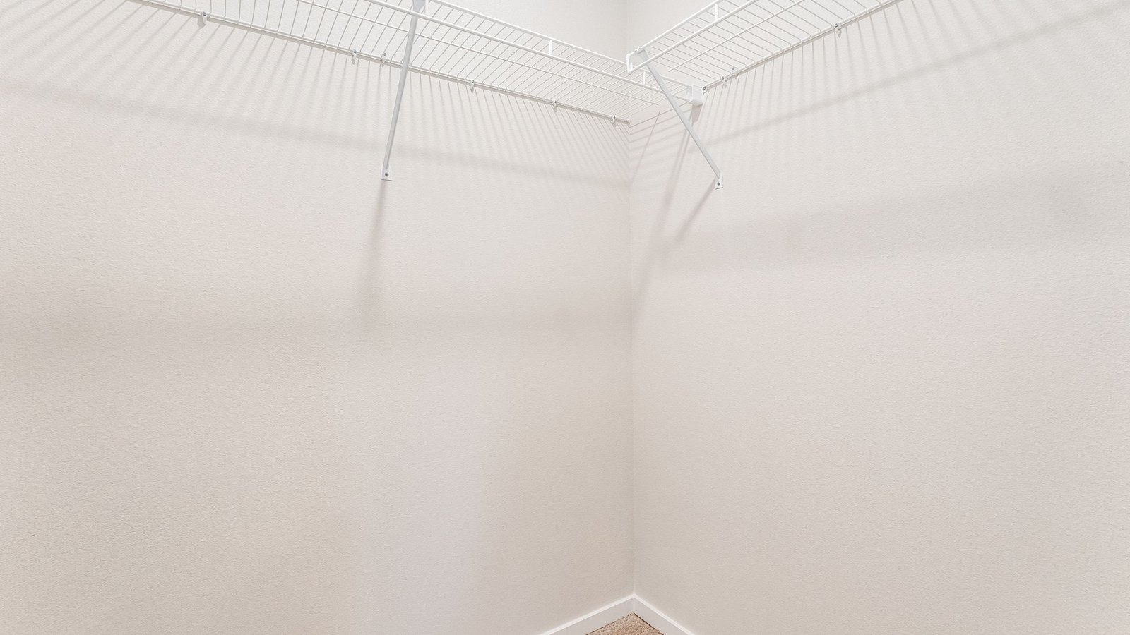 Primary bedroom walk-in closet with wire shelves