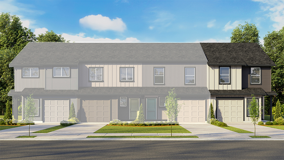 exterior front single-family home with an attached garage