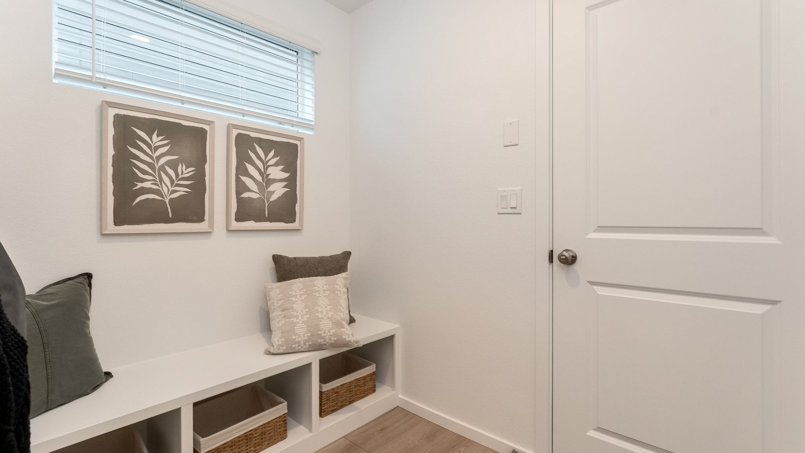 Entryway with a coat closet and laminate flooring