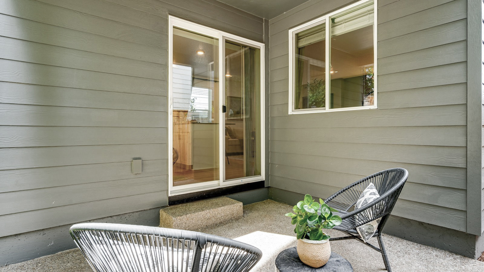 Covered concrete patio