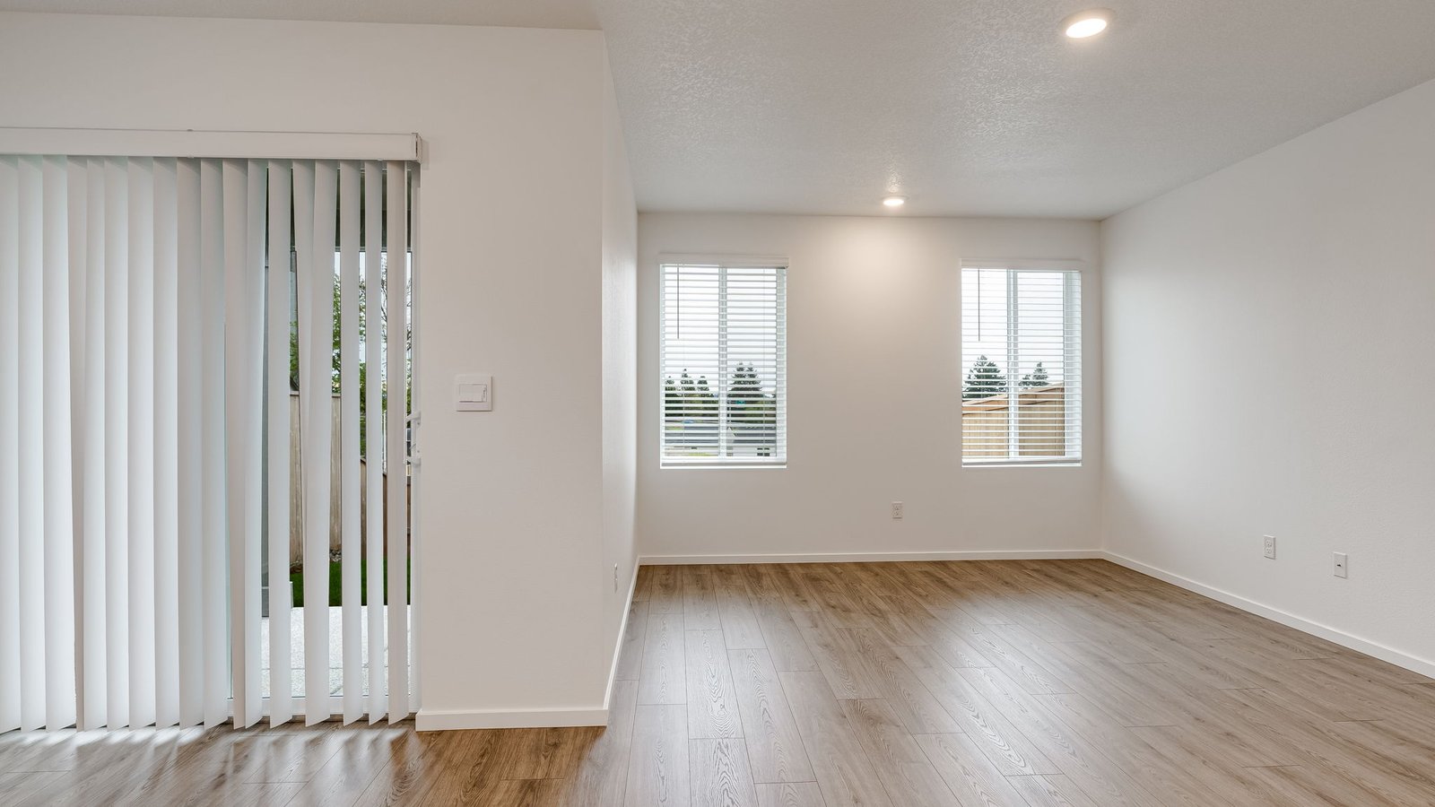 Great room with laminate flooring