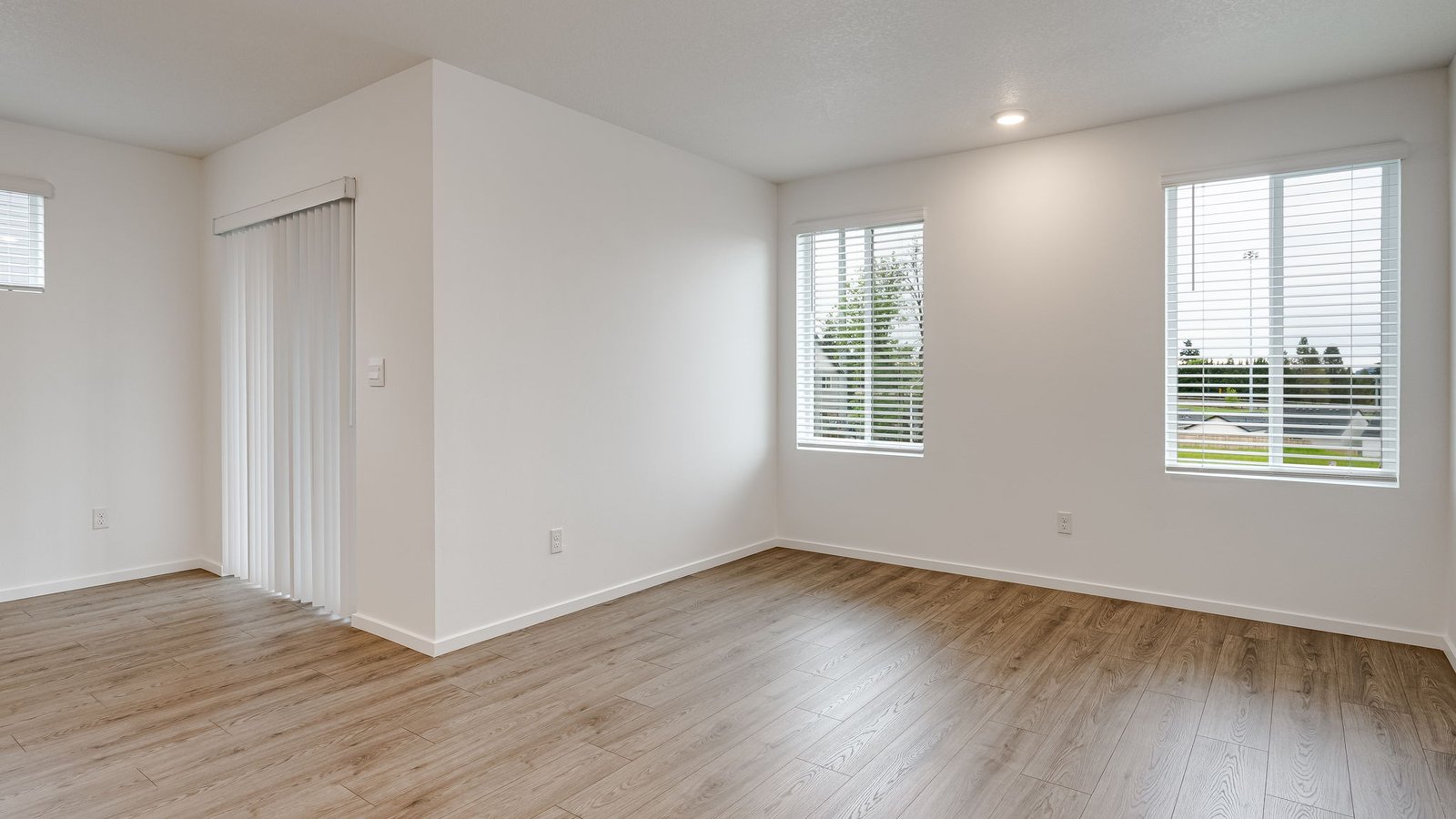 Great room with laminate flooring