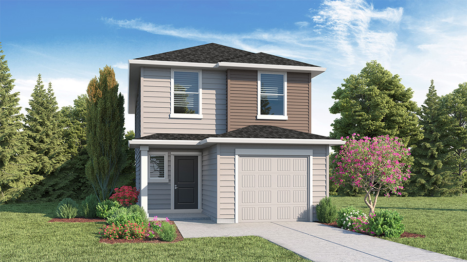 exterior front single-family home with a 2-car garage