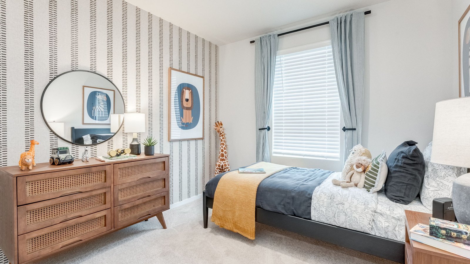 Bedroom with wall-to-wall carpet and a closet
