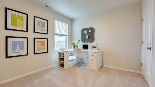 Bedroom with wall-to-wall carpet and a closet