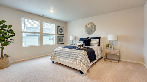 Primary bedroom with wall-to-wall carpet, a walk-in closet and an attached bathroom