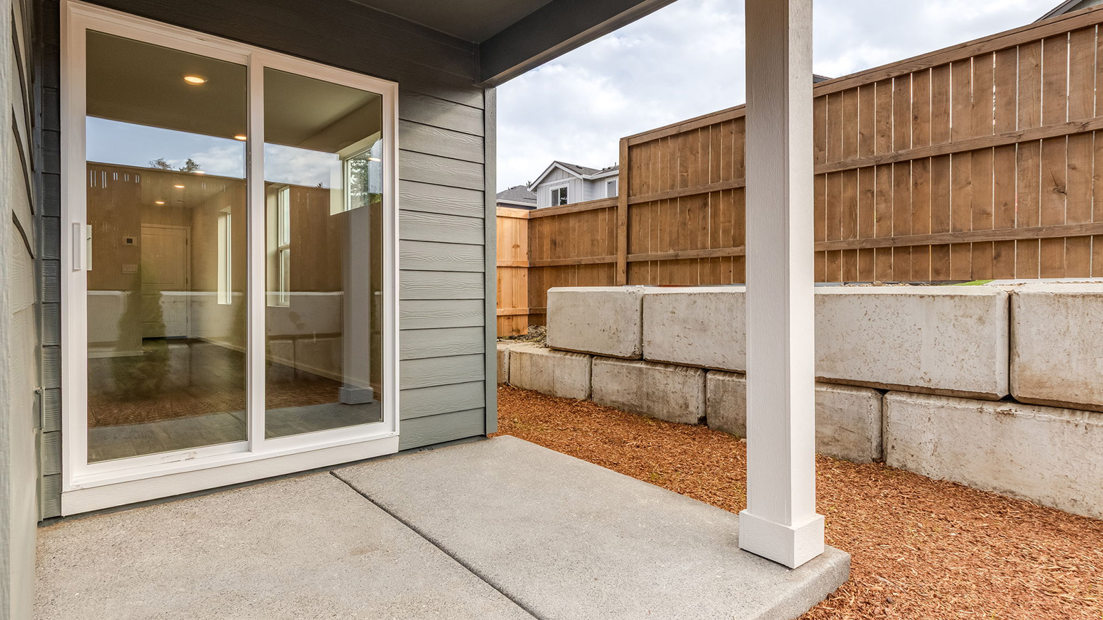 Covered concrete patio