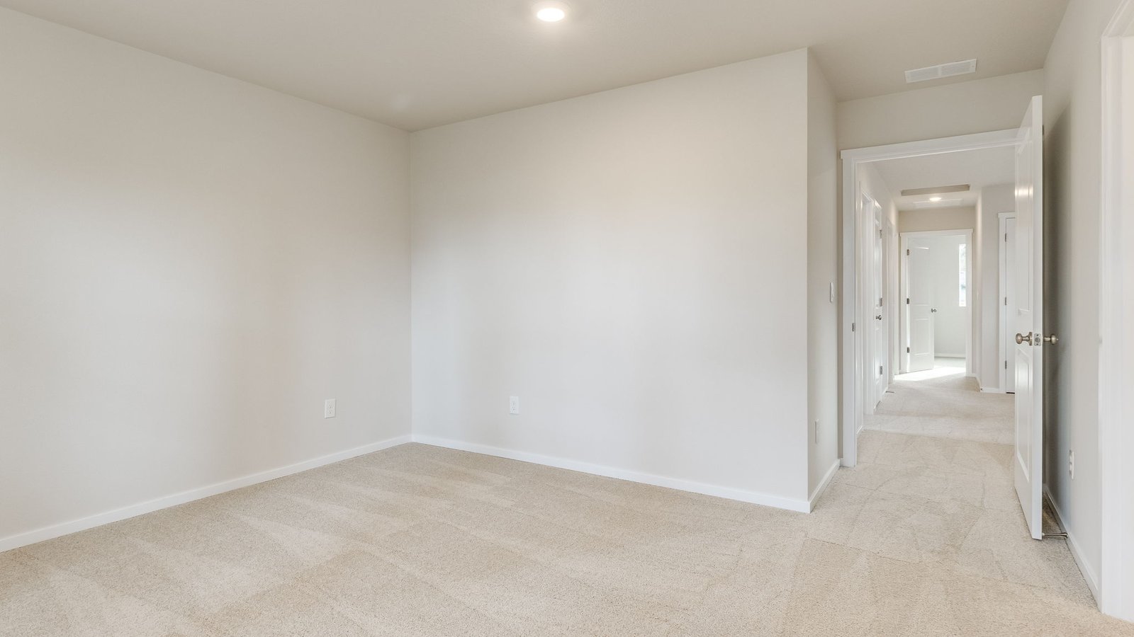 Primary bedroom with wall-to-wall carpet, a walk-in closet and an attached bathroom