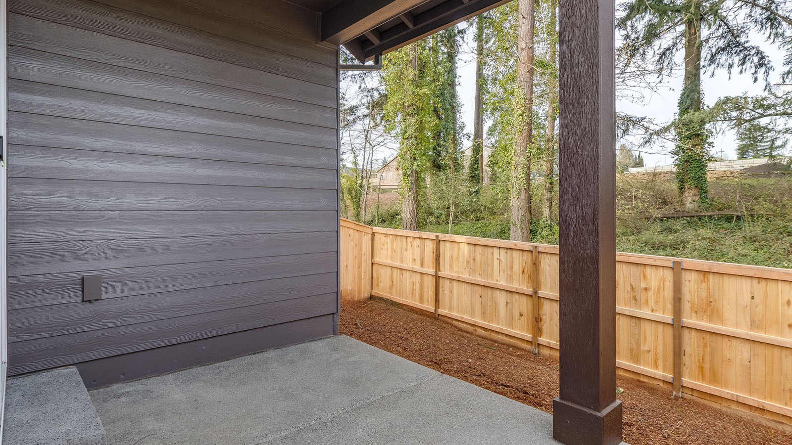 Covered concrete patio