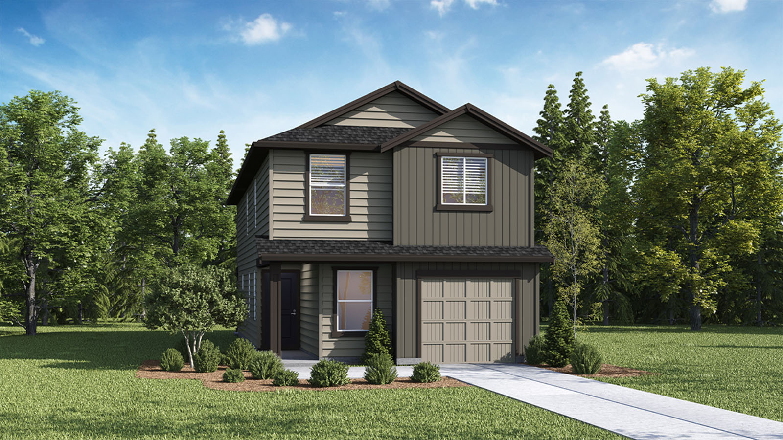 exterior front single-family home with an attached garage