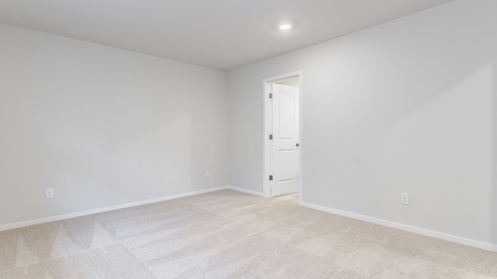 Primary bedroom with wall-to-wall carpet, a walk-in closet and an attached bathroom