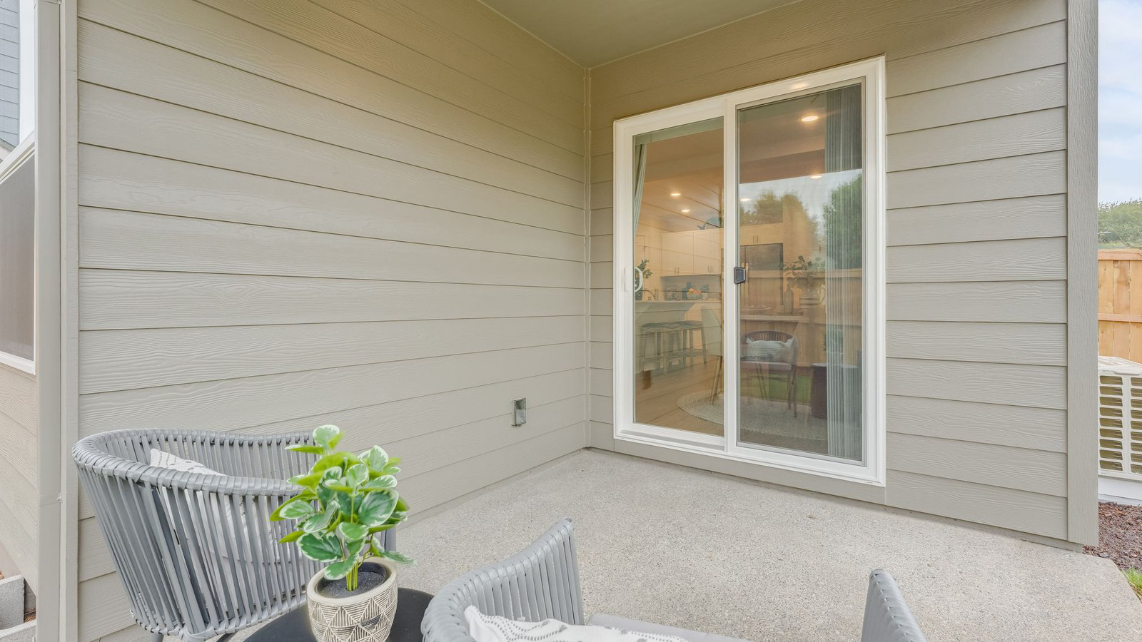 Covered concrete patio