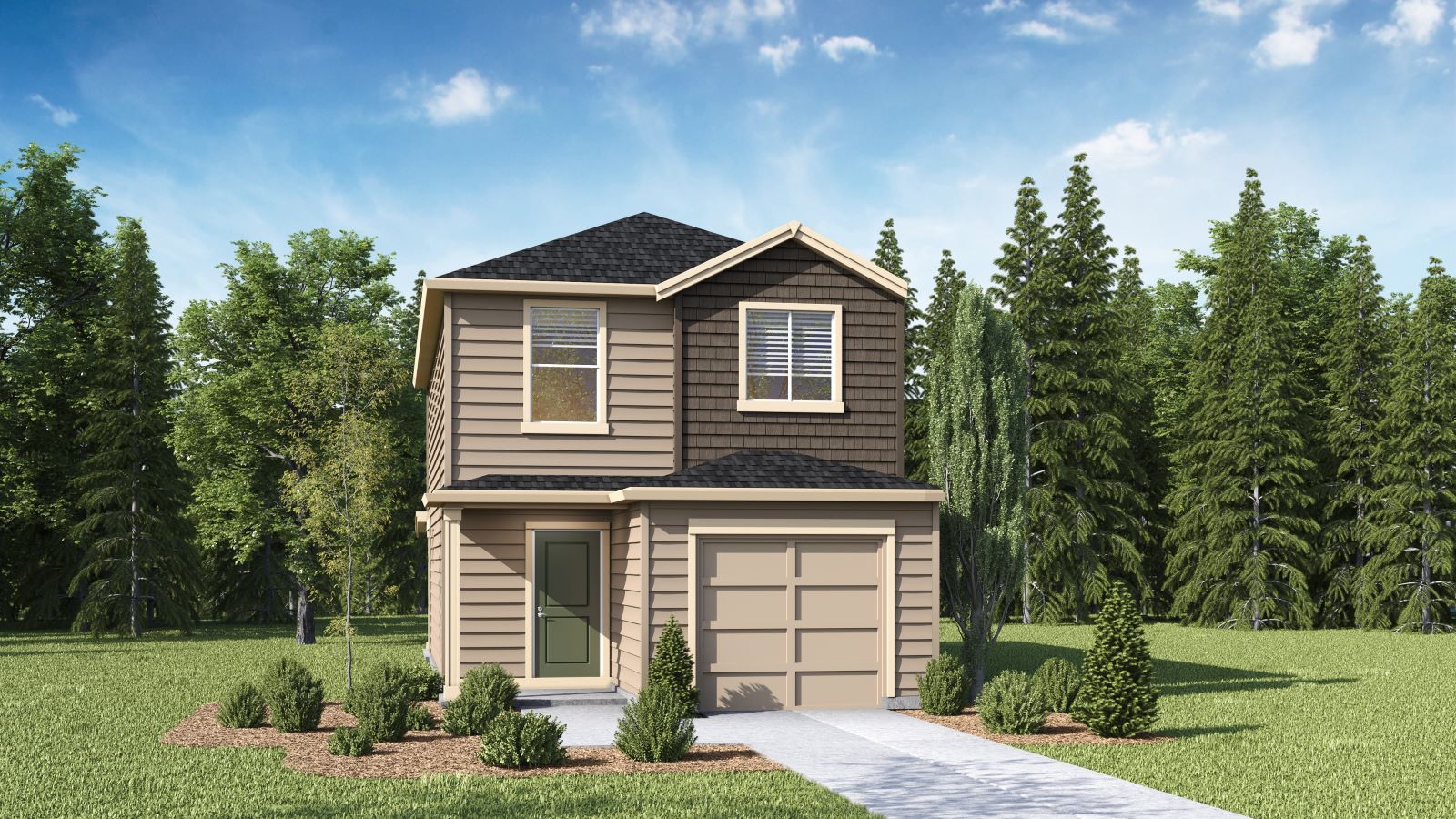 exterior front single-family home with an attached garage