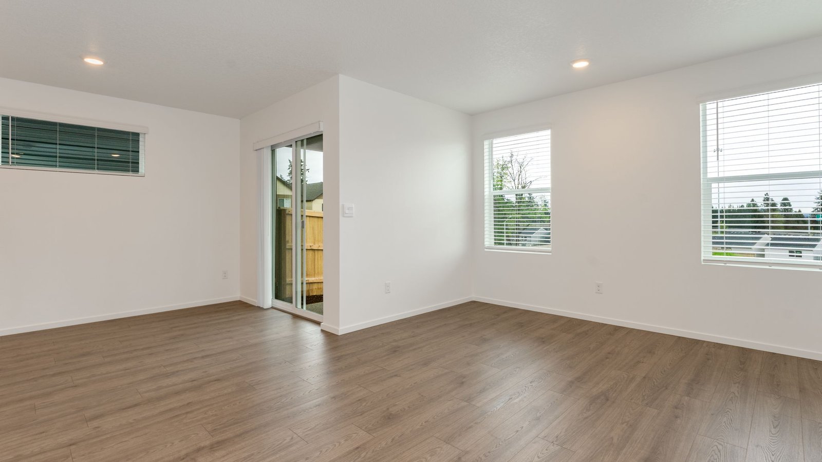 Great room with laminate flooring