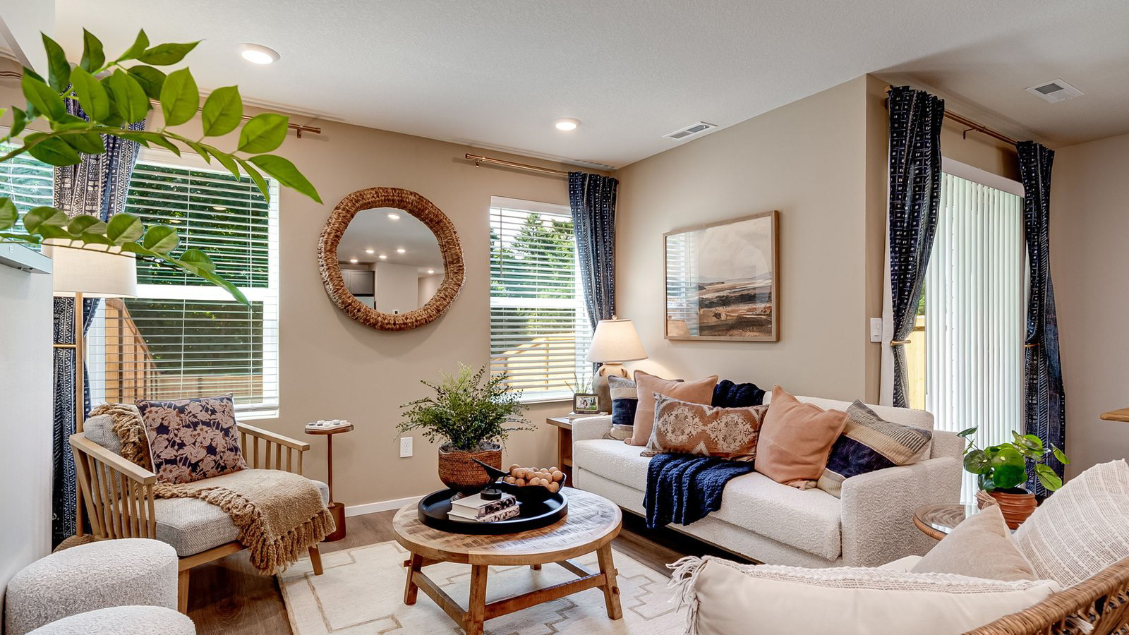 Great room with laminate flooring