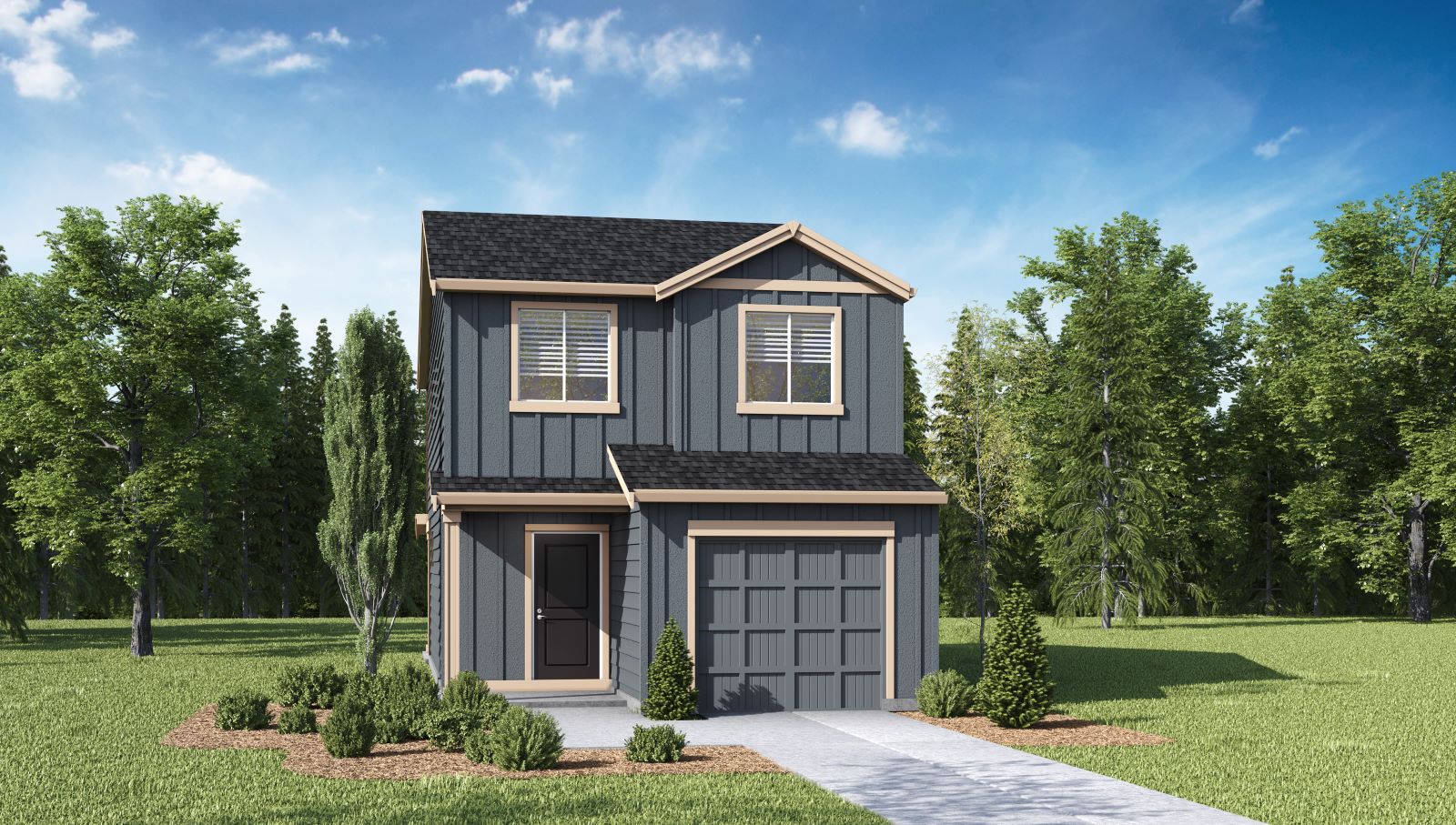 exterior front single-family home with an attached garage