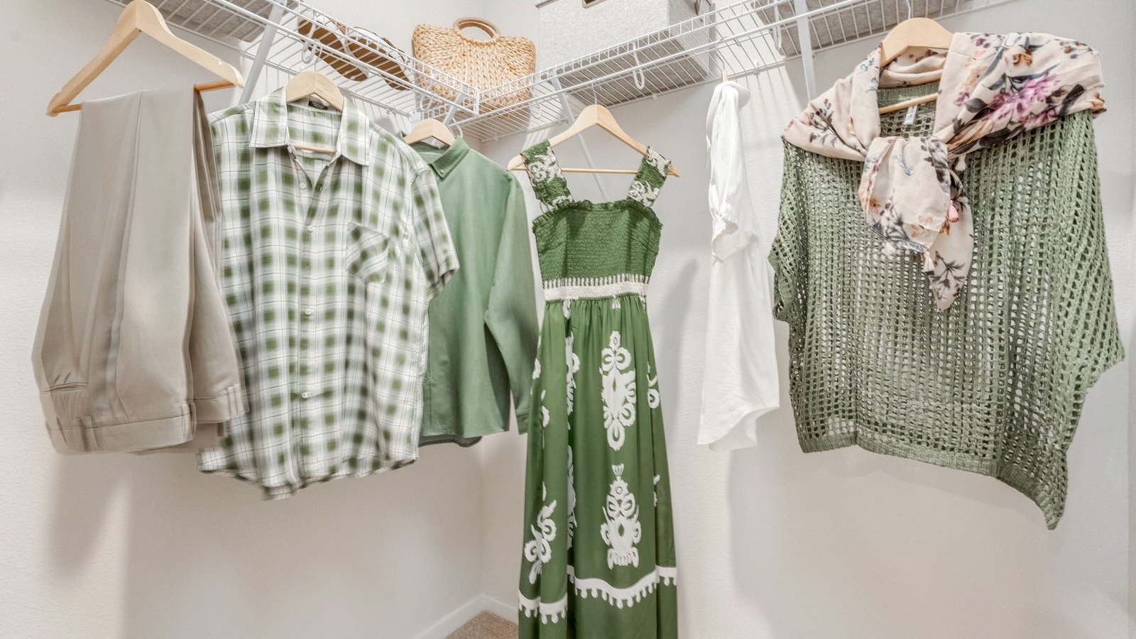 Primary bedroom walk-in closet with wire shelves