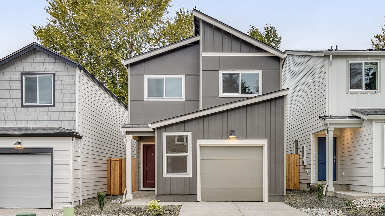 exterior front Cypress modern 2 story home with an oversized garage