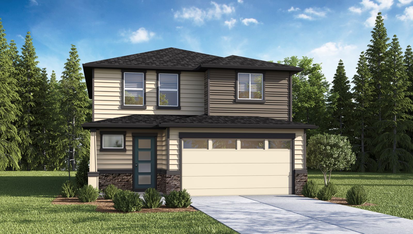 exterior front single-family home with a 2-car garage