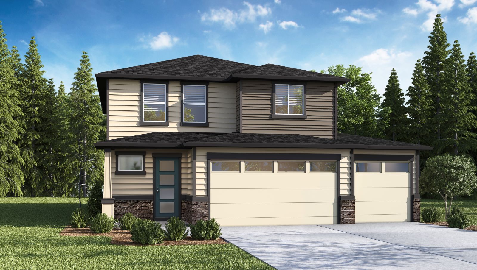 exterior front single-family home with a 3-car garage