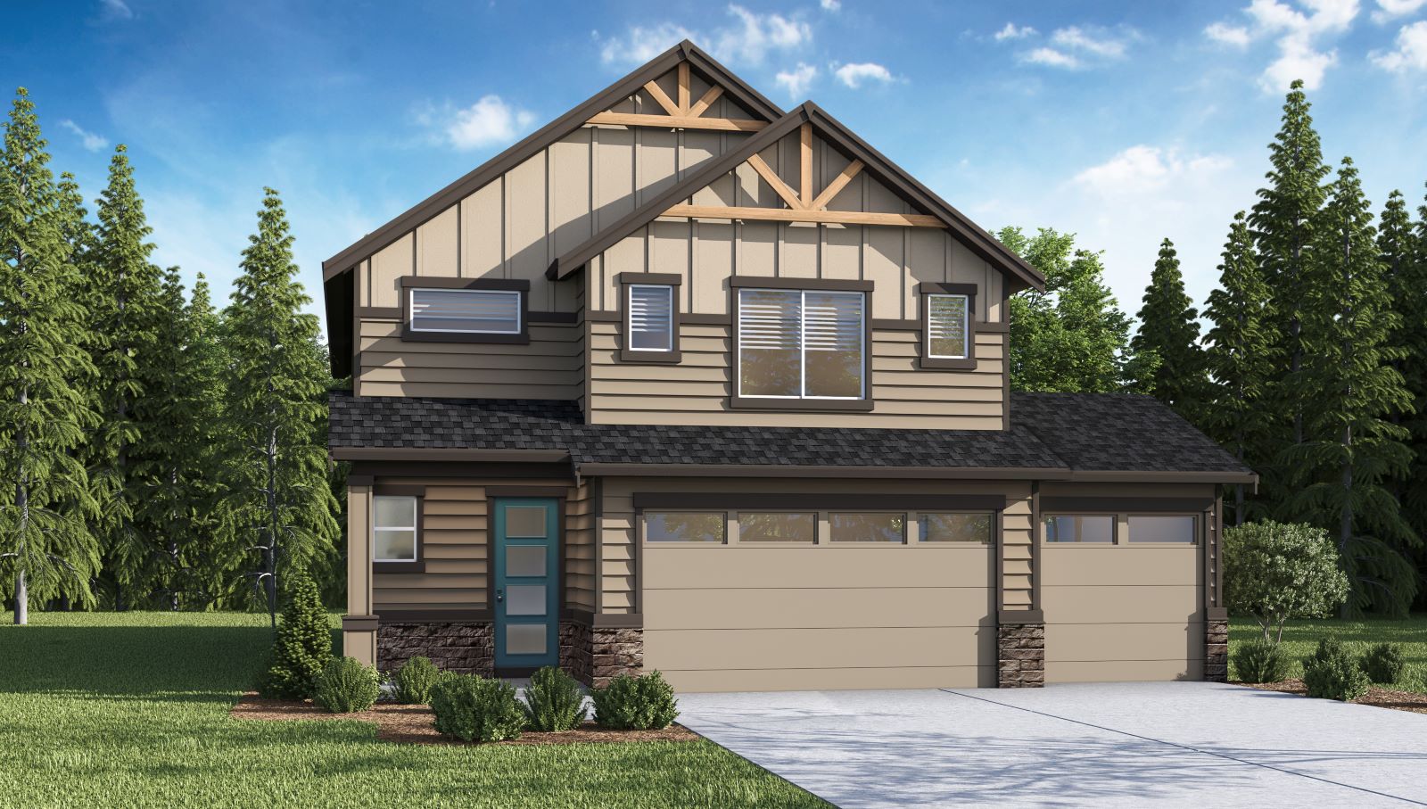 exterior front single-family home with a 3-car garage