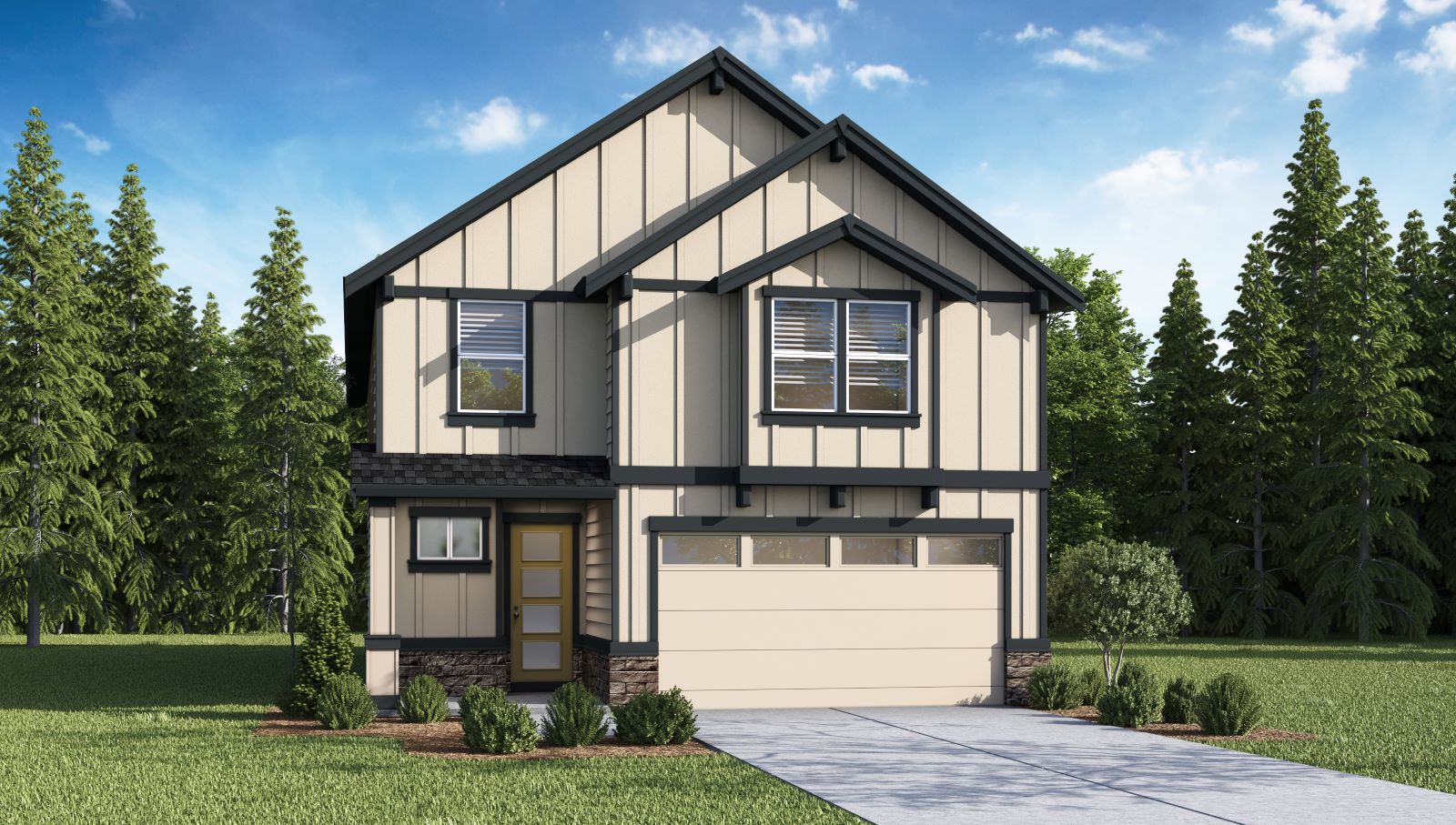 exterior front single-family home with a 2-car garage