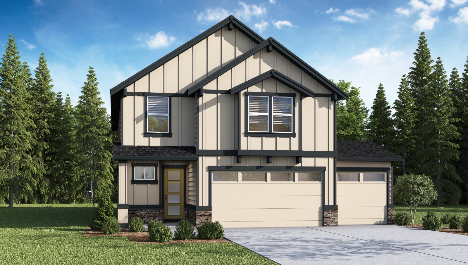 exterior front single-family home with a 3-car garage