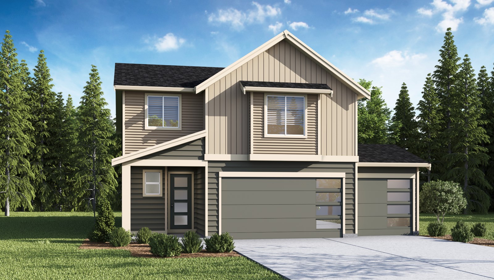 exterior front single-family home with a 3-car garage