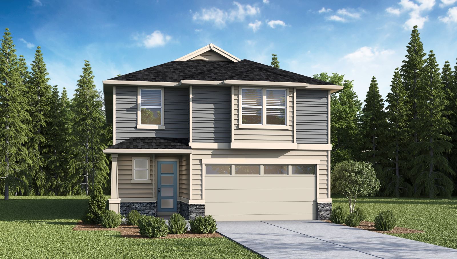 exterior front single-family home with a 2-car garage