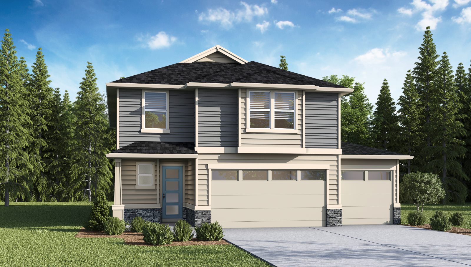 exterior front single-family home with a 3-car garage