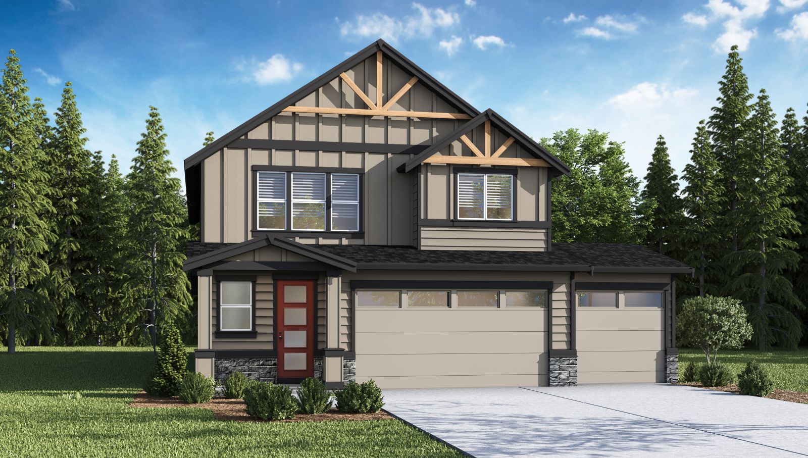 exterior front single-family home with a 3-car garage