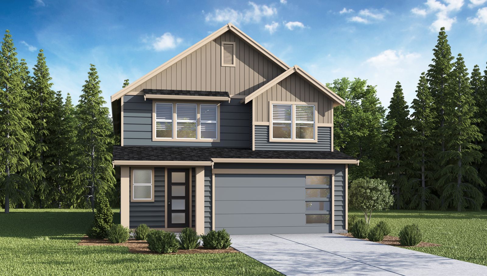 exterior front single-family home with a 2-car garage