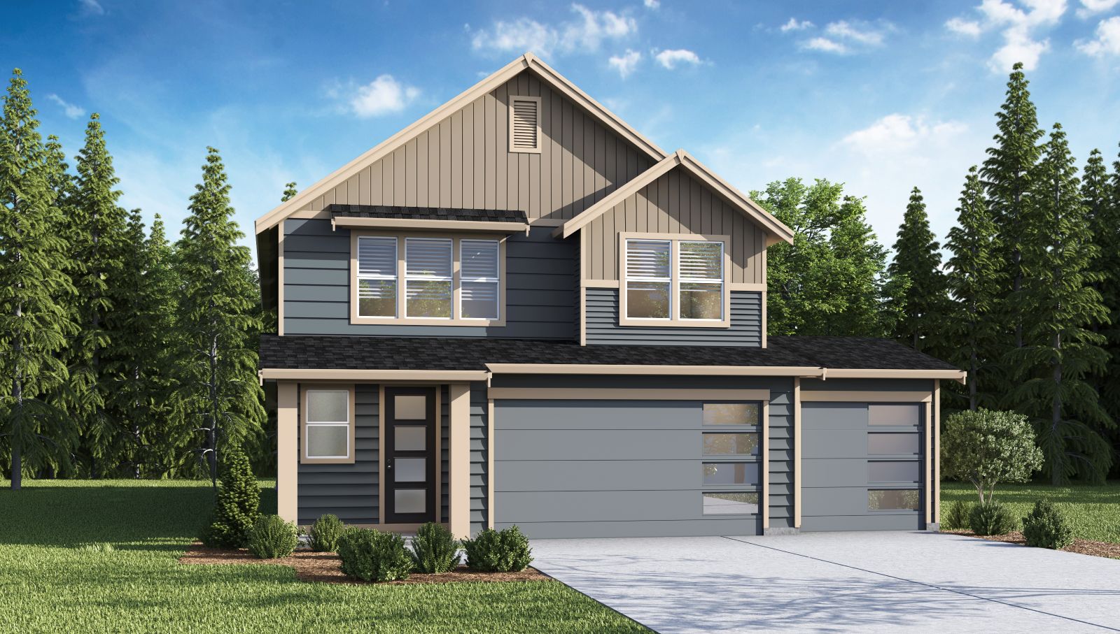 exterior front single-family home with a 3-car garage