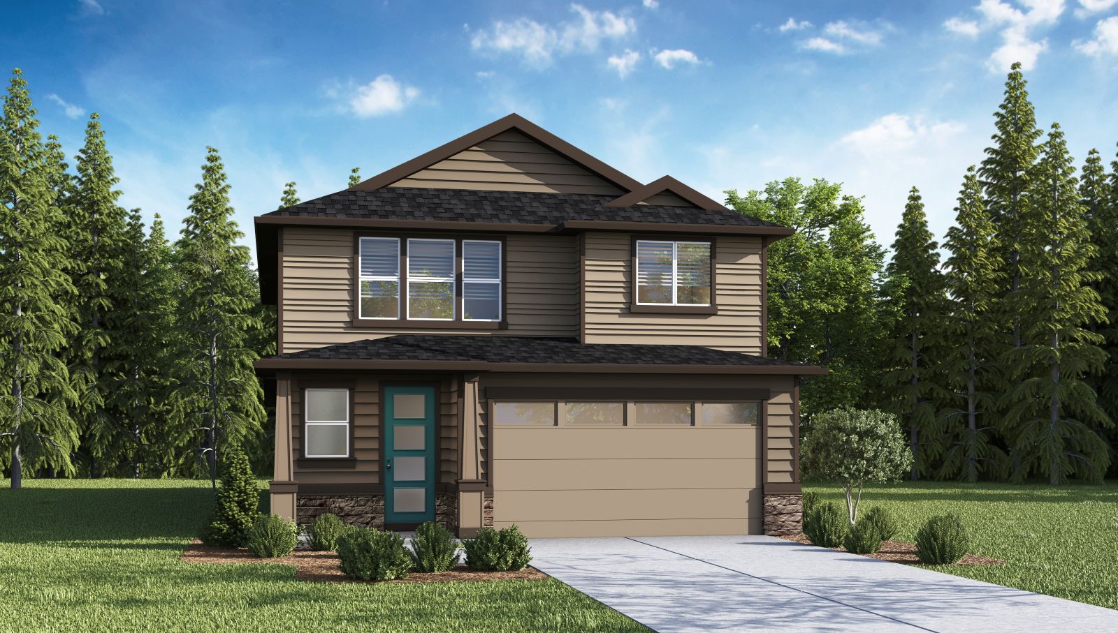 exterior front single-family home with a 2-car garage