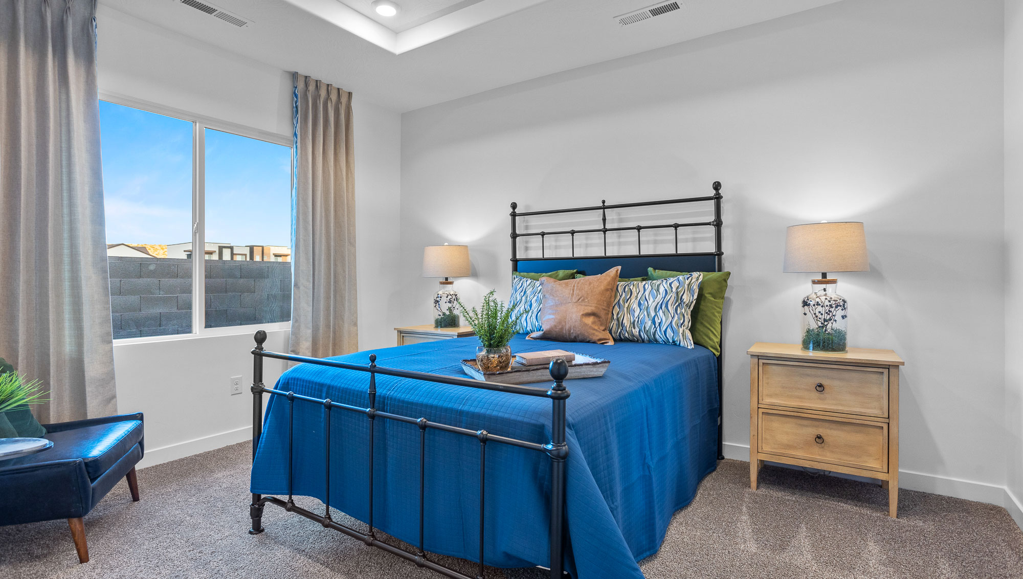 Spacious bedroom with large window