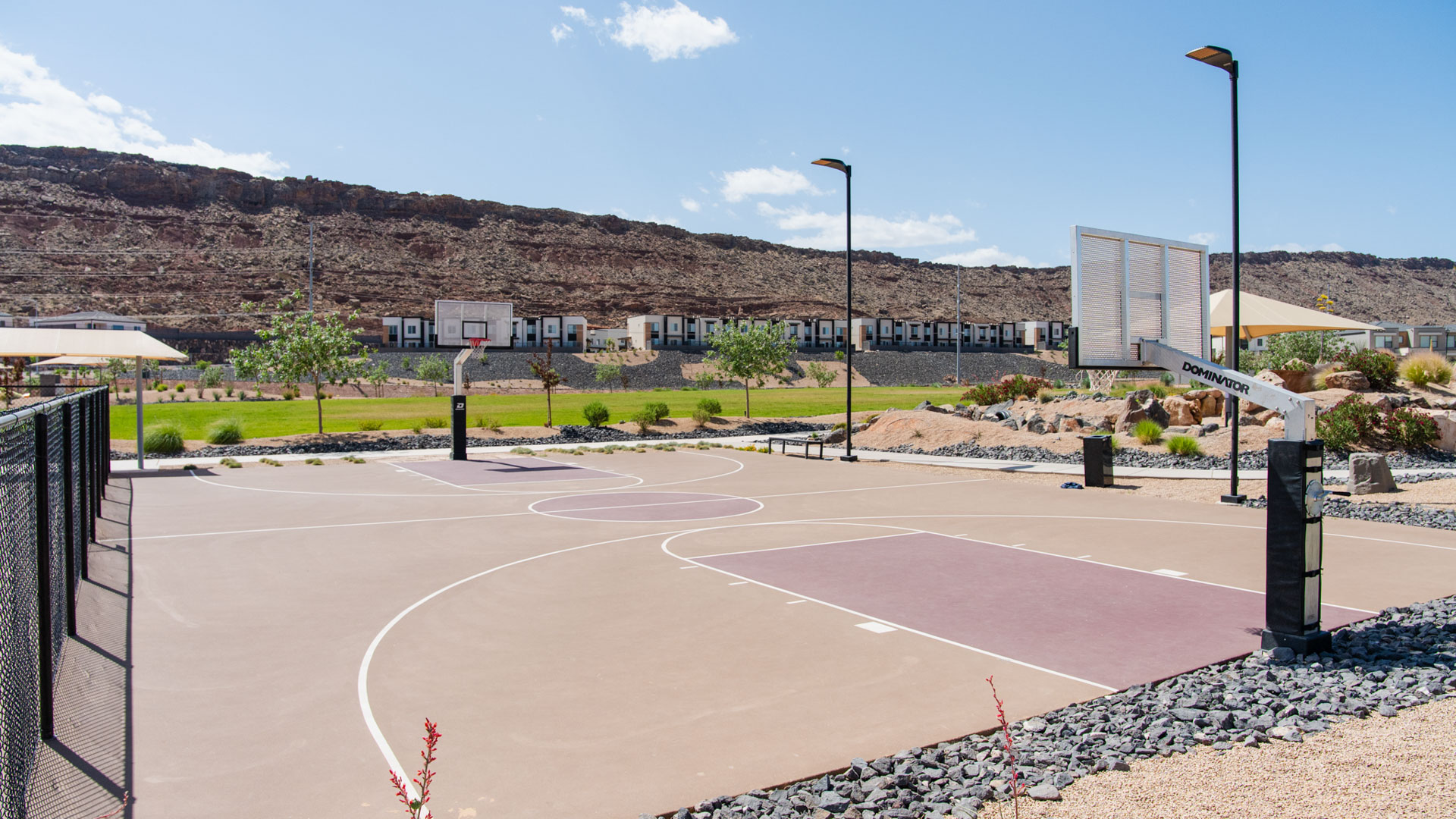 A closer view of the basketball courts at Long Valley a master planned community by D.R. Horton in Washington City Utah.