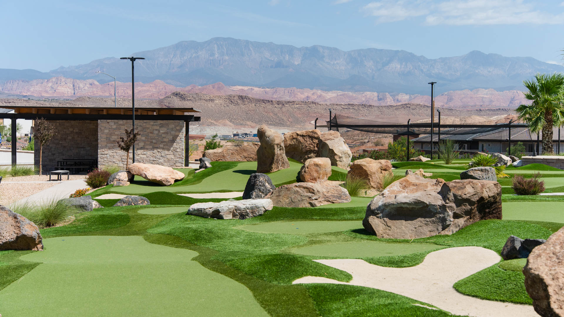 Golf putting range area.