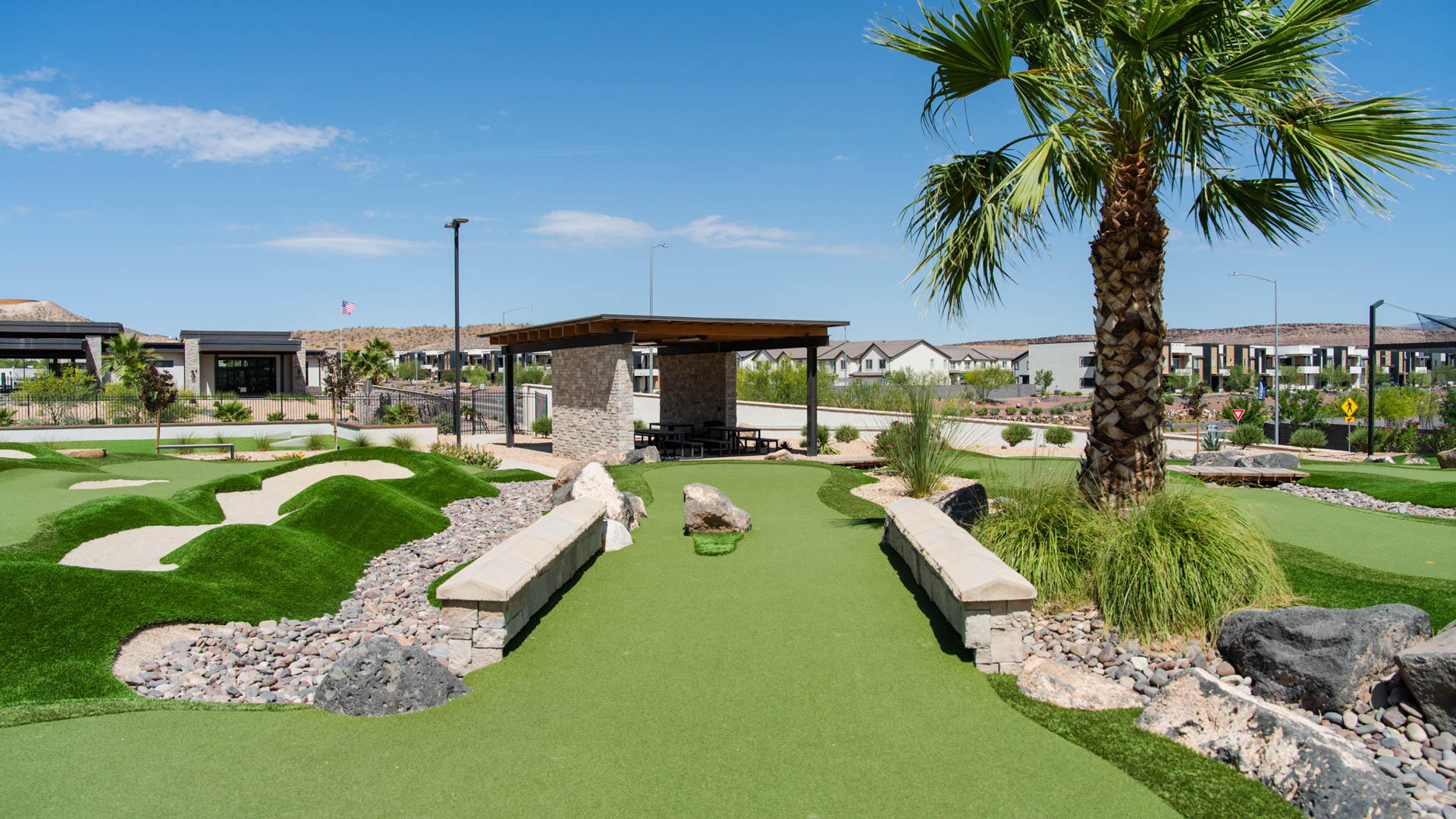 Golf putting range area.
