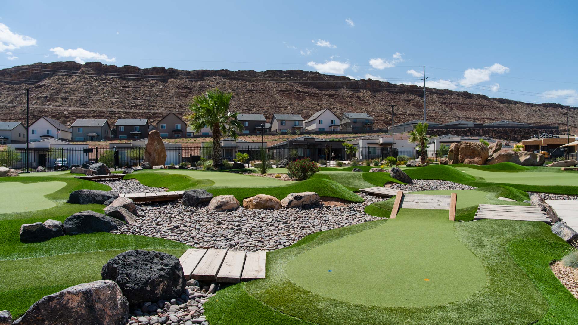 Golf putting range area.