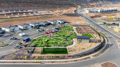 Golf putting range area.