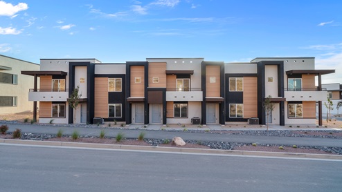Desert modern available townhomes in the Dalton floor plans at Long Valley by D.R. Horton in southern Utah.
