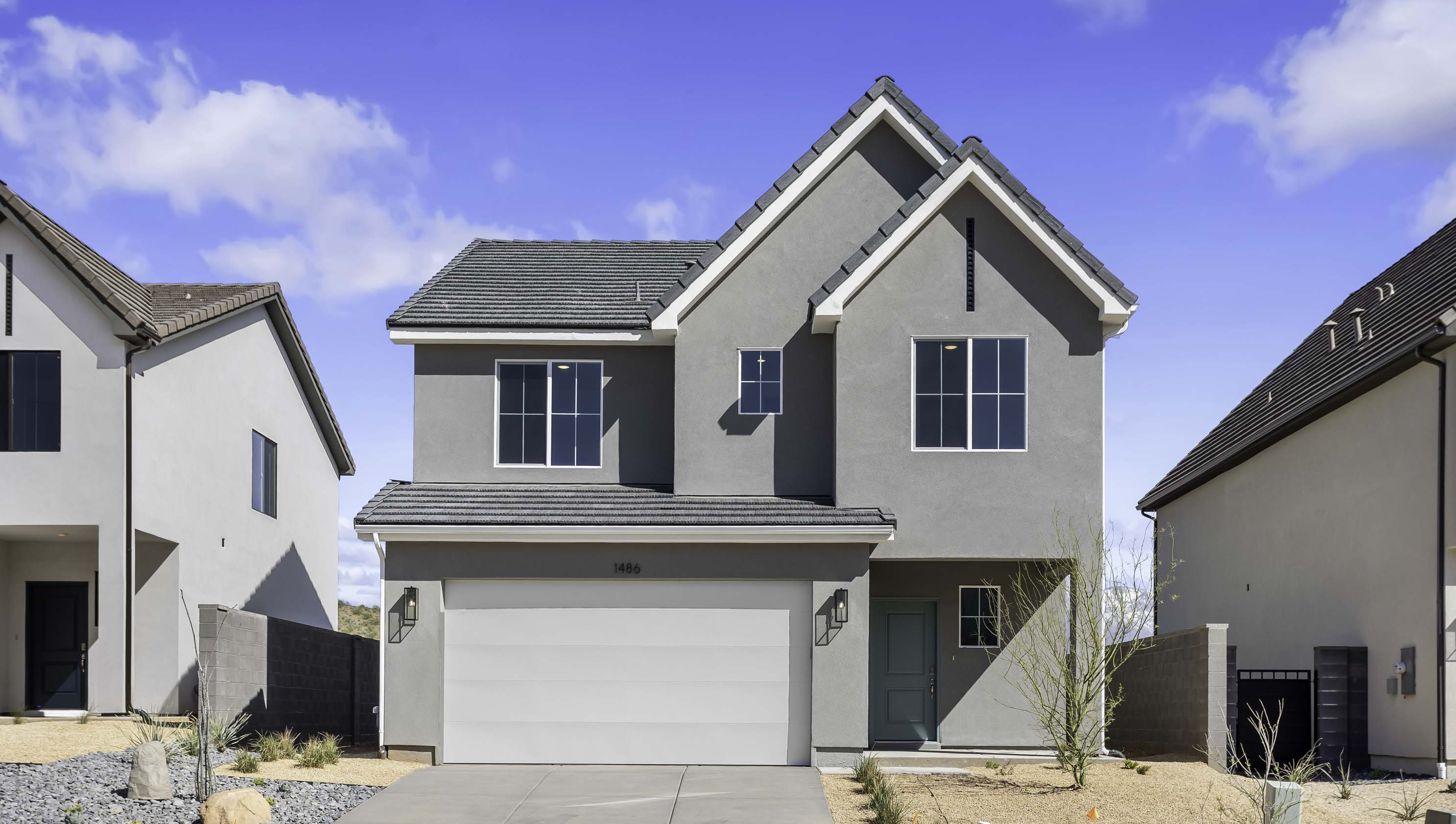 Brand new single family home in Washington with a Scandinavian style exterior and two car garage.