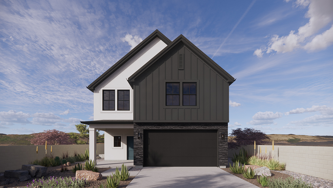 Brand new single family home in Washington with a Farmhouse style exterior and two car garage.