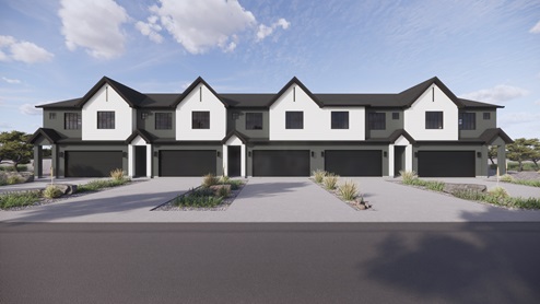 Crescent rendering desert scandinavian exterior.
