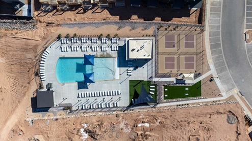 skyline is featuring amazing amenities for the community including a pool and pickleball courts.