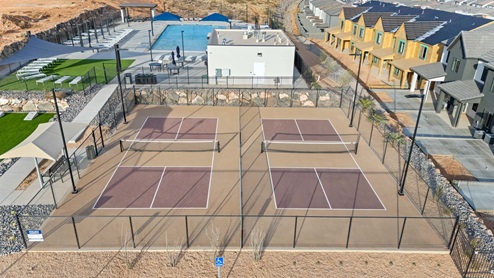 skyline is featuring amazing amenities for the community including a pool and pickleball courts.