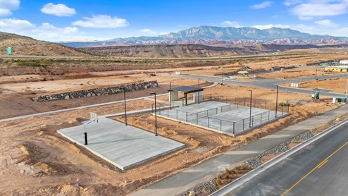 skyline is featuring amazing amenities for the community including a pool and pickleball courts.