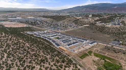 Aerial photo of the Old Sorrel new townhome community by D.R. Horton in Cedar City Utah.